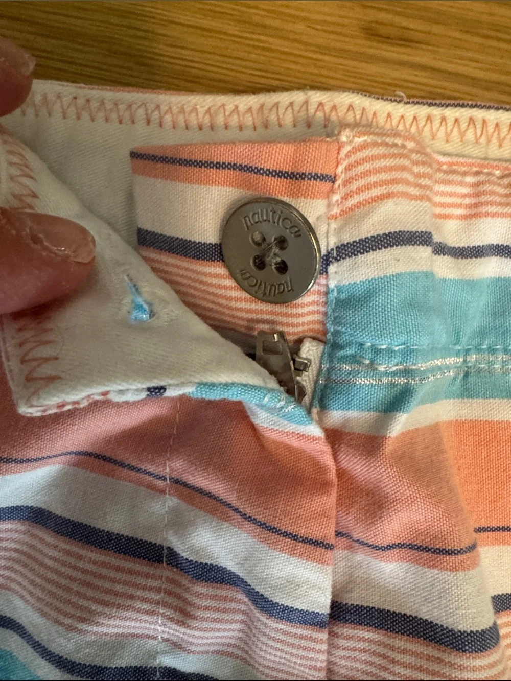 Nautica Girls Striped Pastel Shorts - Coral & Aqua